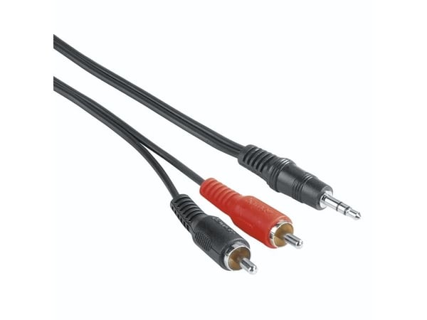 Hama 00205106, 3.5mm, Hankjønn, 2 x RCA, Hankjønn, 2 m, Svart, Rød