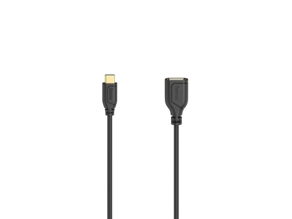 Hama USB-C OTG-kabel Flexi-Slim, USB 2.0, 480 Mbit/s, svart, 0,15 m (00200638)