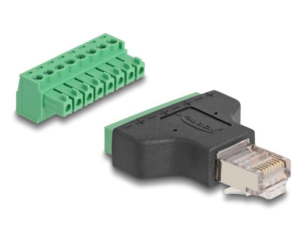 DeLOCK 66471, RJ45, Terminal block-8 pin, Musta, Vihreä
