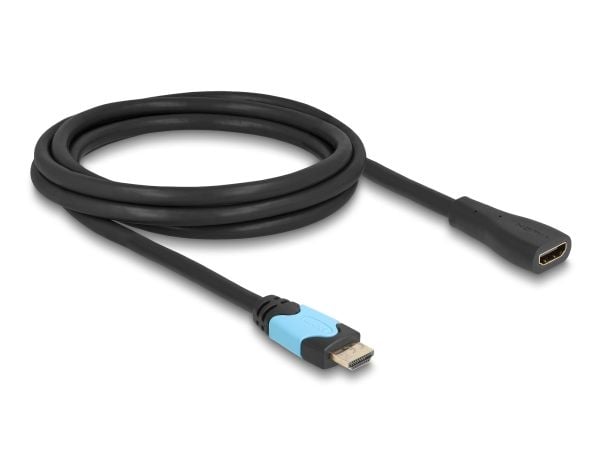 Delock - High Speed - HDMI-forlengelseskabel - HDMI hunn til HDMI hann - 2 m - trippel beskyttelse - svart, turkis - 8K 60Hz støtte, up to 48 Gbps ...