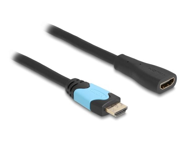 Delock - High Speed - HDMI-forlengelseskabel - HDMI hunn til HDMI hann - 3 m - trippel beskyttelse - svart, turkis - 8K 60Hz støtte, up to 48 Gbps ...