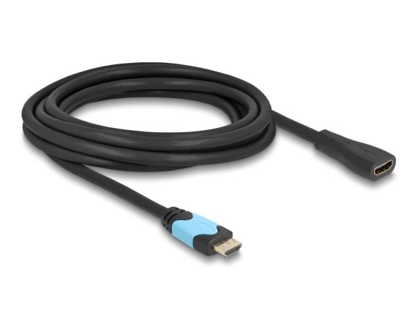 Delock - High Speed - HDMI-forlengelseskabel - HDMI hunn til HDMI hann - 3 m - trippel beskyttelse - svart, turkis - 8K 60Hz støtte, up to 48 Gbps ...