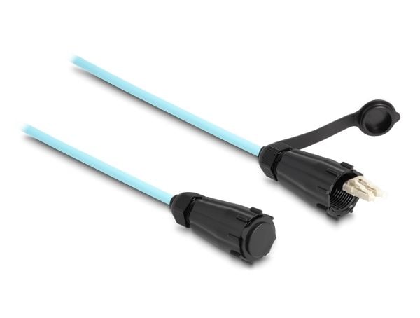 Delock fiberoptisk kabel LC Duplex til LC Duplex med tetningshette Multimode OM3 IP68 støvtett og vanntett 2 m