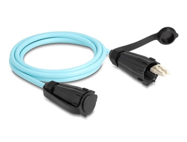 Delock fiberoptisk kabel LC Duplex til LC Duplex med tetningshette Multimode OM3 IP68 støvtett og vanntett 2 m
