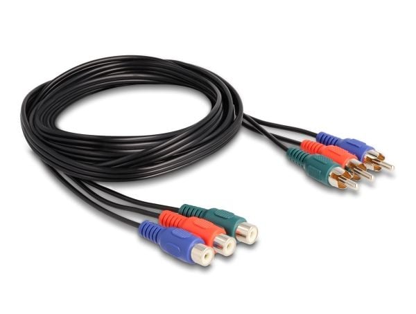 Delock Cinch RGB skjøtekabel 3 x plugg til 3 x stikkontakt 1 m