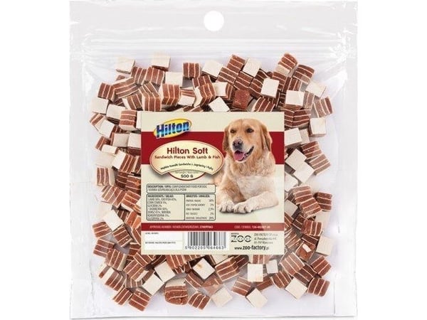 HILTON Sandwiches med lam og fisk - Hundegodbit - 500g