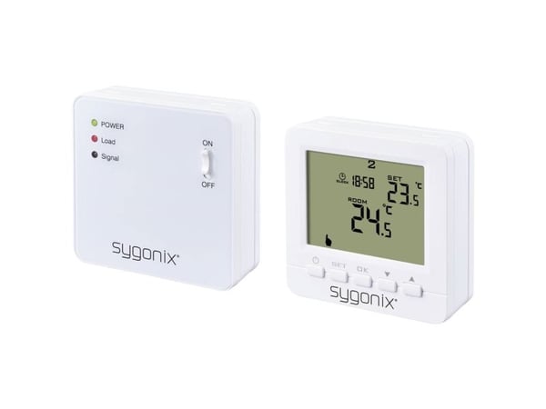 Sygonix trådløs romtermostat utenpåliggende ukesprogram 1 til 70 °C (SY-5470190)
