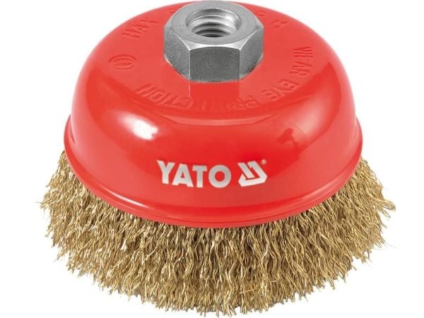 Yato YT-4766, Førpoleringsbørste, 8500 RPM, 10 cm, Rød, Stål