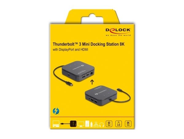 Delock Thunderbolt 3 Mini Dockingstation 8K - DisplayPort / HDMI / USB / LAN / Audio / PD 3.0