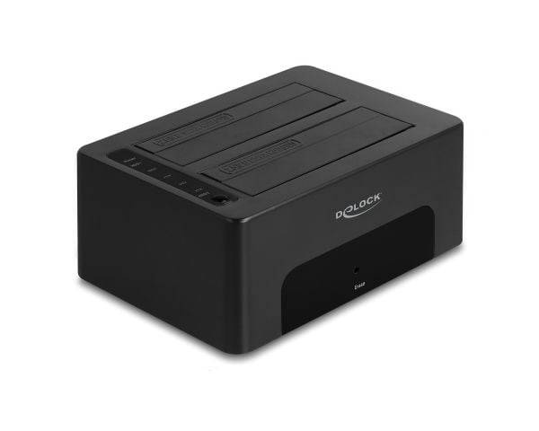 Delock USB dobbel dockingstasjon for 2 x SATA HDD / SSD med klone- og slettefunksjon