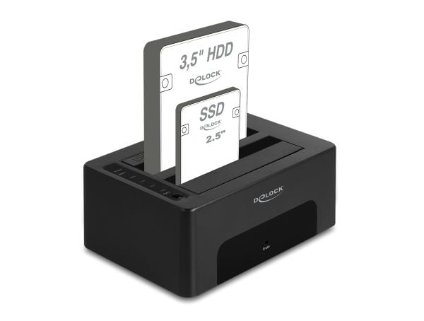 Delock USB dobbel dockingstasjon for 2 x SATA HDD / SSD med klone- og slettefunksjon