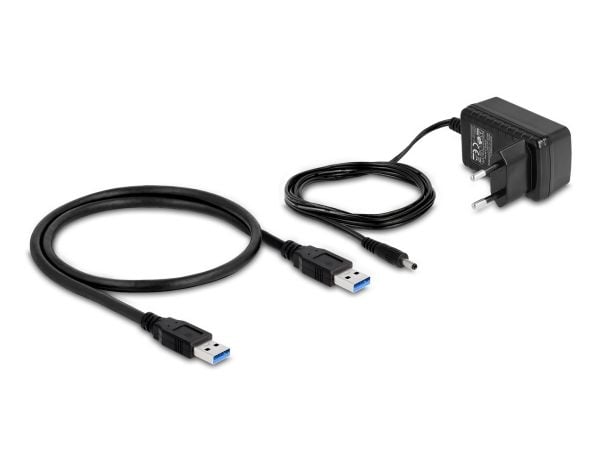 Delock USB 10 Gbps -keskitin, jossa on 4 USB Type-A-porttia + 1 pikalatausportti, sis. virtalähteen