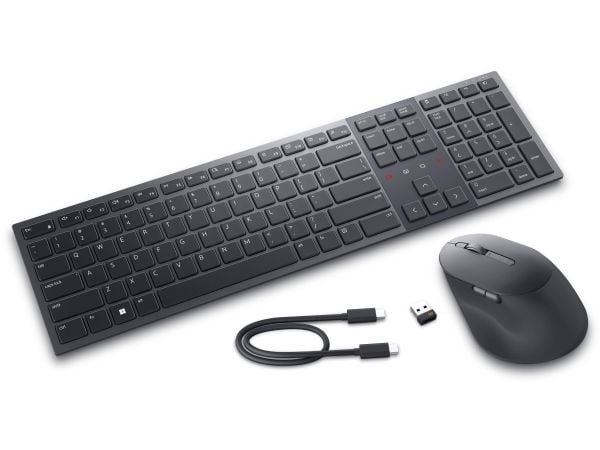 DELL KM900, Langaton, RF Wireless + Bluetooth, Näppäimen saksikytkin, QWERTY, Grafiitti, Sisältää hiiren