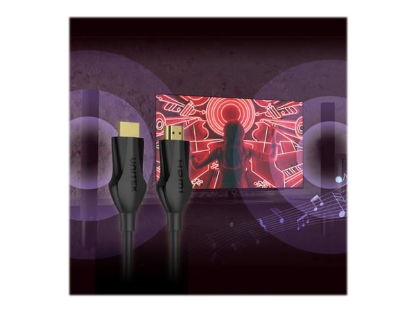 Unitek C11060BK-3M - Ultra High Speed - HDMI-kabel - HDMI hann til HDMI hann - 3 m - dobbeltisolert - svart - 4K 120 Hz støtte, 8K 60Hz støtte