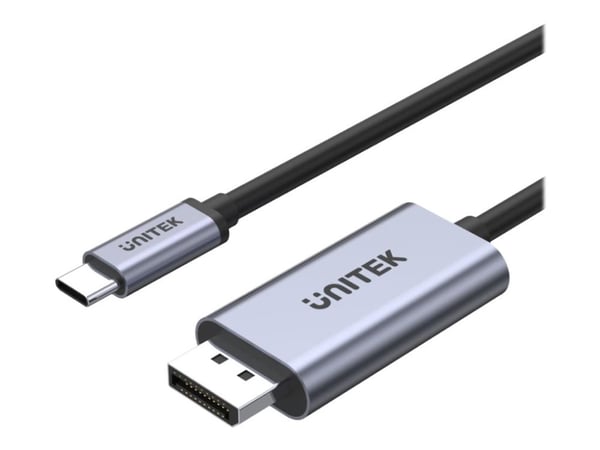 Unitek V1409A - Adapterkabel - USB-C (hann) til DisplayPort (hann) - Thunderbolt 3 - 2 m - støtte for 4K 60 Hz (3840 x 2160) - svart, romgrå