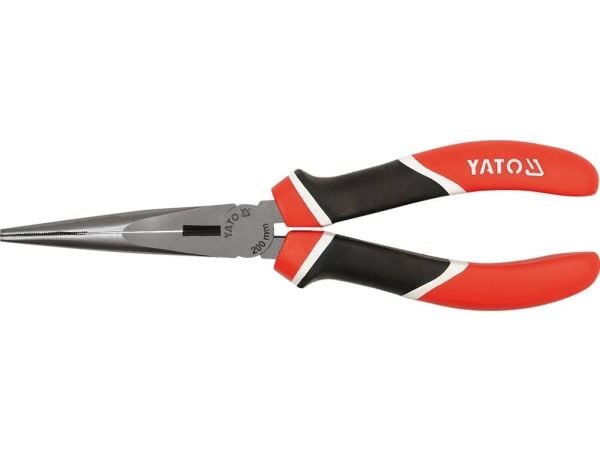 Yato YT-1943, Nåltänger, Kromvanadinstål, Polypropylen (PP), Termoplastiskt gummi (TPR), Svart, Röd, 160 mm