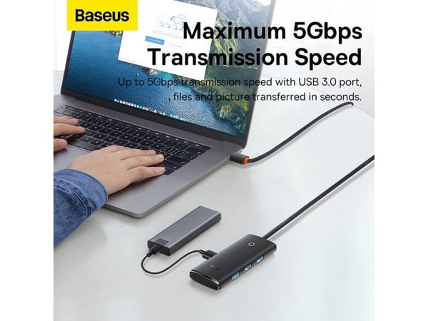 Baseus WKQX030201, USB 3.2 Gen 1 (3.1 Gen 1) Type-A, USB 3.2 Gen 1 (3.1 Gen 1) Type-A, USB Type-C, Svart, 5 V, 2 A, 1 styck