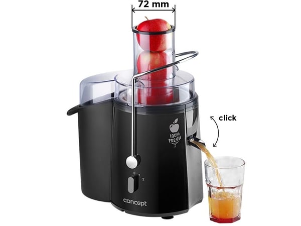 Concept LO7027, Juicesentrifuge, Sort, 16800 RPM, 1,8 l, 1 l, Rustfritt stål
