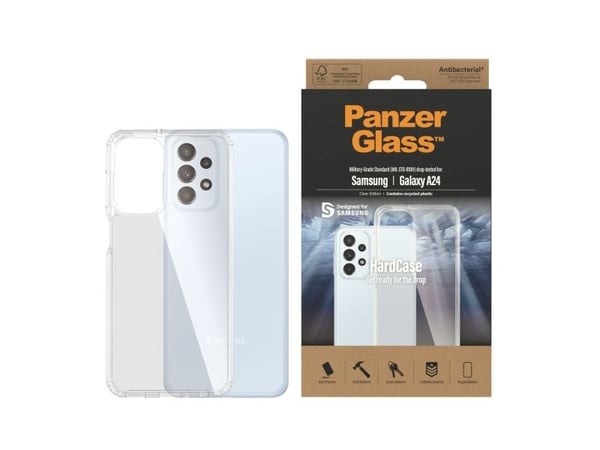 PanzerGlass HardCase - Clear Edition - baksidedeksel for mobiltelefon - polykarbonat, selvhelbredende TPU - gjennomsiktig - for Samsung Galaxy A24