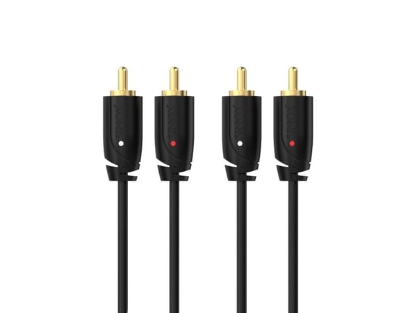 Sinox SXA04205, 2 x RCA, Hankjønn, 2 x RCA, Hankjønn, 5 m, Sort