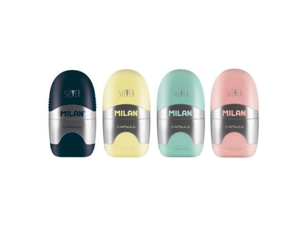 Milan 4714112, Manuell blyantspisser, Blå, Rosa, Turkis, Gul, Stål, 150 mm, 68 mm, 80 mm