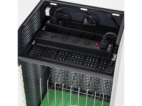 LocknCharge Carrier 10, Kabinett for håndtering av bærbare enheter, Blå, Grønn, Grå, Hvit, Bord, Vegg, Rustfritt stål, Laptop, Nettbrett, 43,2 cm (...