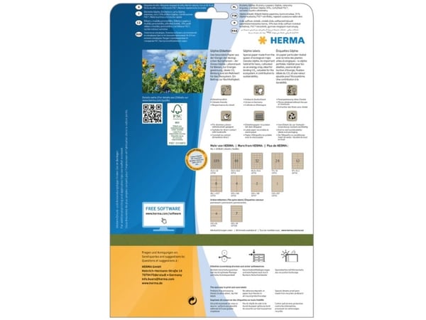 HERMA 10752, Brun, Rektangel, Permanent, 48.3 x 33.8 mm, A4, Universell