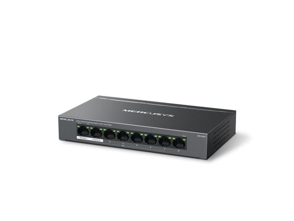 Mercusys MS108GP, Håndtert, Gigabit Ethernet (10/100/1000), Full tosidig, Strøm over Ethernet (PoE), Kan monteres på vegg