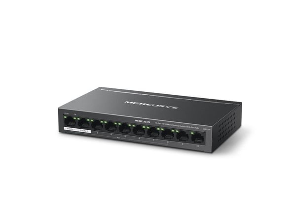 Mercusys MS110P, Håndtert, Fast Ethernet (10/100), Full tosidig, Strøm over Ethernet (PoE), Kan monteres på vegg