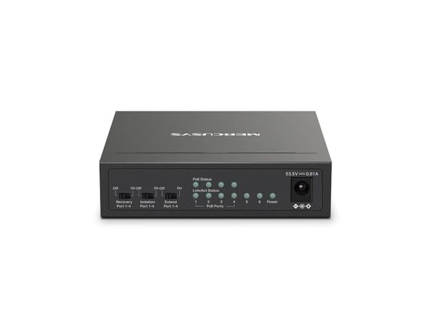 Mercusys MS106LP, Håndtert, Fast Ethernet (10/100), Strøm over Ethernet (PoE), Kan monteres på vegg
