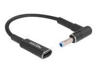 Delock - Strømadapter - 24 pin USB-C (hunn) til 4,5 mm x 3,0 mm DC-jakk (hann) vinklet - 19.5 V - 3 A - 15 cm - svart
