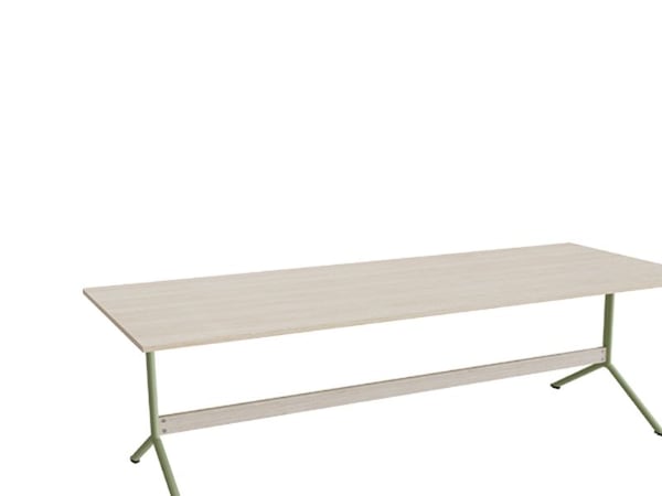 Bord Atlas 1134, 2400x1000mm, højde 720, eg højtrykslaminat, hvidt stel
