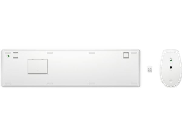 HP 650 kombinert trådløst tastatur og trådløs mus, Full størrelse (100 og), Trådløs, RF kabel-fri, Membrannøkkelbryter, Hvit, Mus inkludert