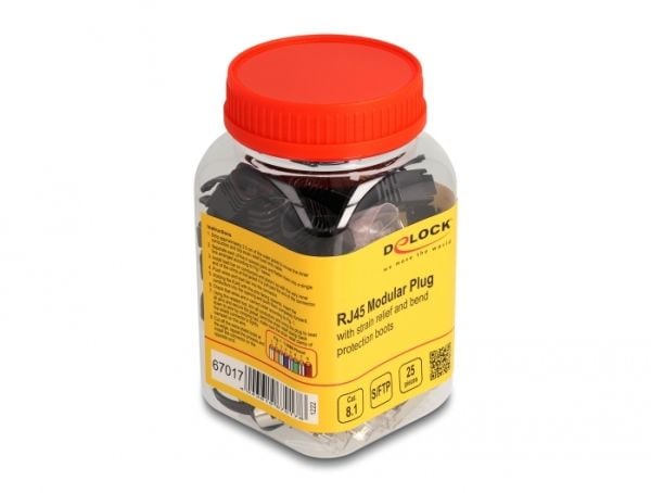 Delock - Nettverkkontakt - RJ-45 (hann) - S/FTP - CAT 8.1 - uten hindringer (en pakke 25)