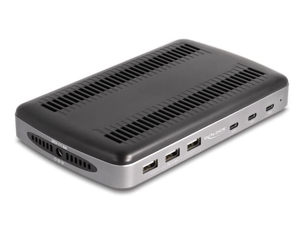 Delock - Ladestasjon + AC-strømadapter - 112 watt - 6 A - PD - 6 utgangskontakter (3 x USB-type A, 3 x USB-C) - svart, grå