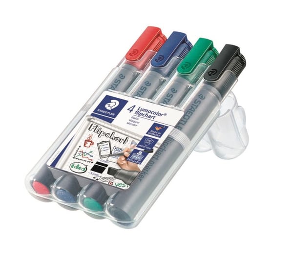 Marker Staedtler Lumocolor 356 B WP4 för blädderblock ass. färger vattenbaserat bläck 2-5 mm (4 st.)