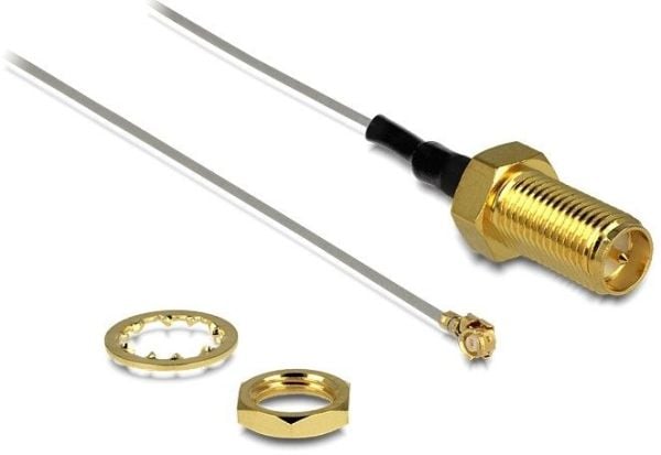 Delock - Antennekabel - RP-SMA (hann) til I-PEX (hann) - 20 cm - koaksial - grå