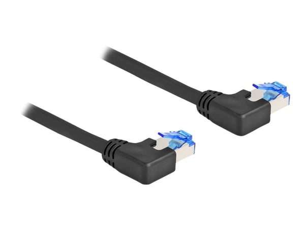 Delock RJ45 Verkostokaapeli Cat.6A S/FTP links gewinkelt 2 m musta