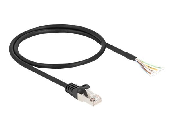 Delock - Nettverkskabel - RJ-50 (hann) til uisolert tråd - 50 cm - S/FTP - formstøpt, uten hindringer - svart