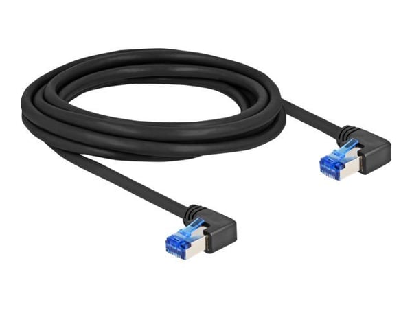 Delock - Koblingskabel - RJ-45 (hann) rettvinklet til RJ-45 (hann) rettvinklet - 3 m - 6 mm - S/FTP - CAT 6a - med støvel, halogenfri - svart
