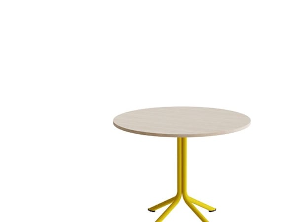 Bord Atlas 1133 Ø900x720 mm, vitpigmenterad ek med gul stomme