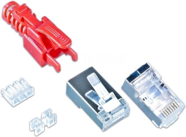 Wirewin MOD SL KAT6A STP 10 RT, RJ-45, Rød, Hankjønn, Rett, Cat6a, S/FTP (S-STP)