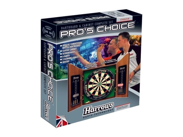 Harrows Darts Pro''s Choice, Dartbord, Flerfarget, Tre, 6 stykker, Rosewood Finish Cabinet (with scoreboards inside the doors) Official Competition...