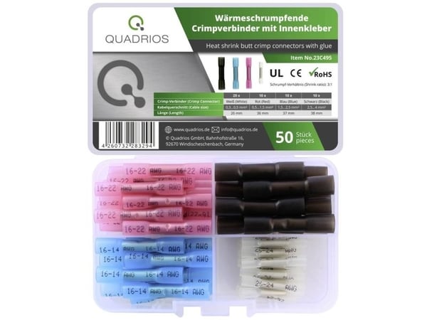 Quadrios 23C495 krympkontakt 0,3–4 mm² hvit/rød/blå/svart 50 stk