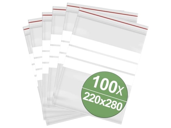 Lukketetningspose med tekstetiketter (B x H) 220 x 280 mm transparent polyetylen 100 stk