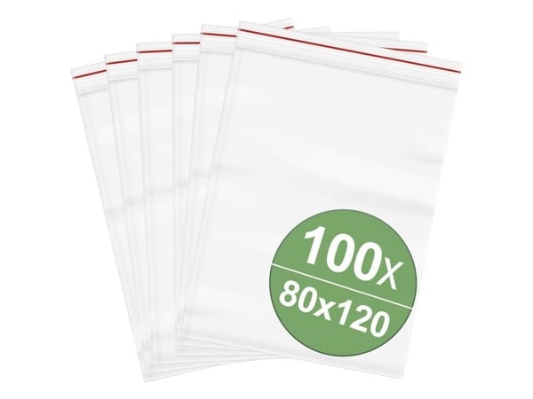 Trykklukkepose uten tekstetiketter (B x H) 80 mm x 120 mm transparent polyetylen, 100 stk.