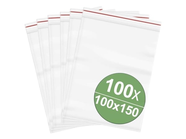 Quadrios dragkedjepåsar utan märkningsremsa 100 x 150 mm transparent polyeten (23SA059)