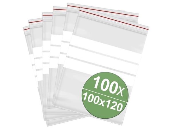 Lukket pose med tekstetiketter (B x H) 100 x 120 mm transparent polyetylen 100 stk
