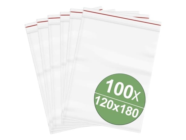 Trykkutligningspose uten tekstetiketter 120 x 180 mm transparent polyetylen, 100 stk