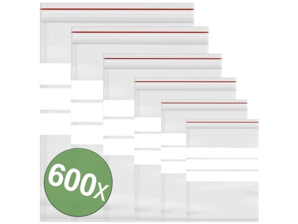 Trykklukningspose med tekstetiketter transparent polyetylen 600 stk